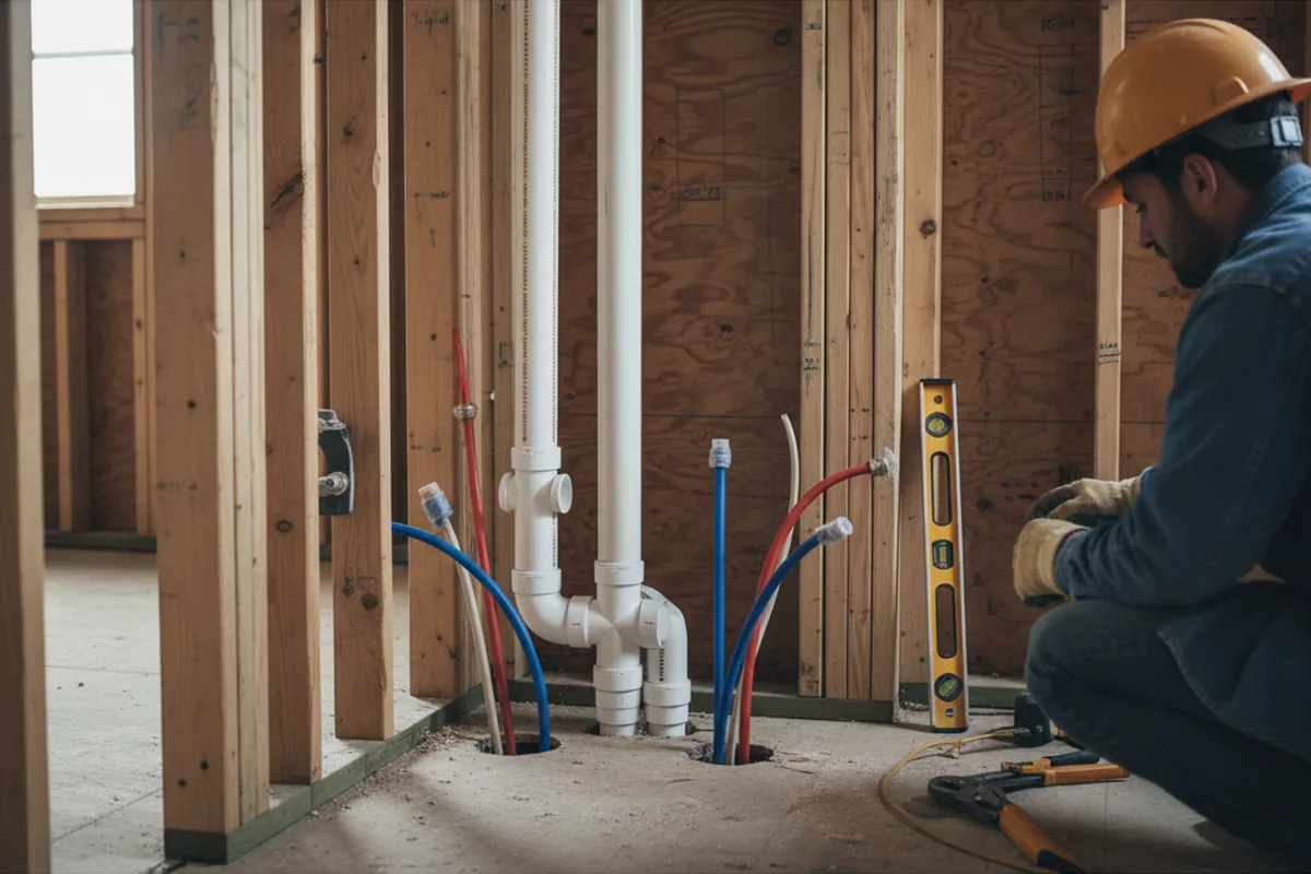 Drain and supply rough-in during Leak Detection in Lake Powell